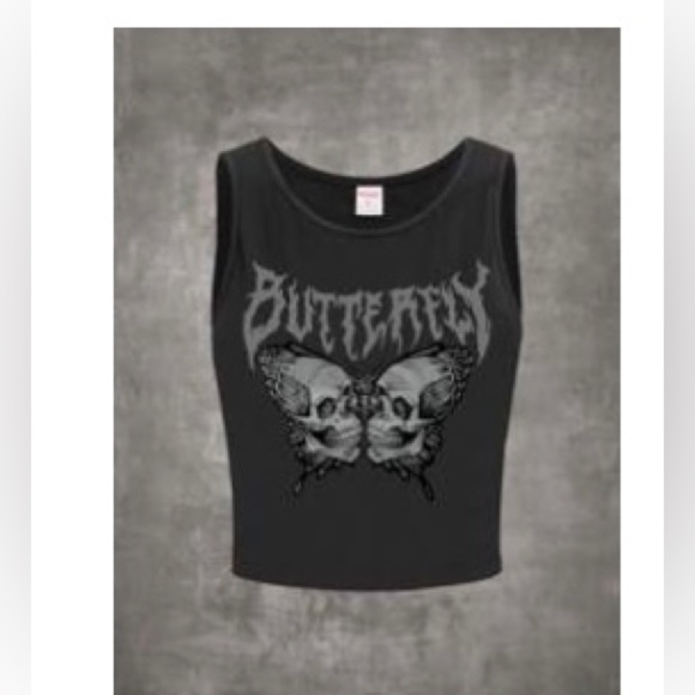 Grunge Butterfly Crop Tank
